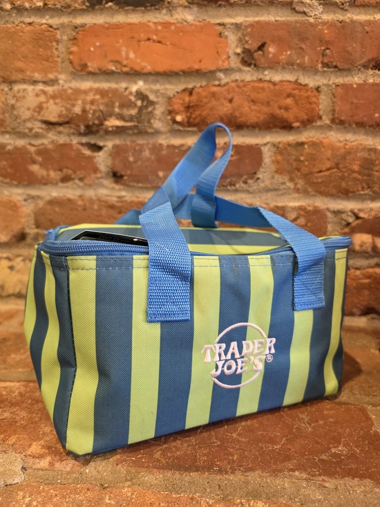 Trader Joe'S Other - Trader Joe's Striped Insulated Tote in Blue & Lime